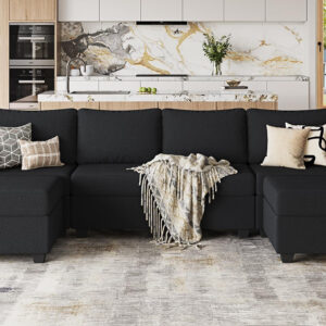 114.17" Modular Sectional Sofa, 6 Seat Modular Couch with Storage, Memory Foam, Convertible Sectional Couches for Living Room, U Shaped Comfy Modular Sofa with Chaise, Beige