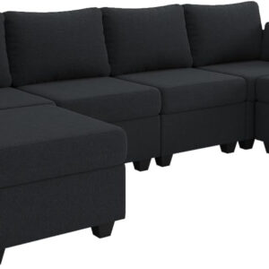 114.17" Modular Sectional Sofa, 6 Seat Modular Couch with Storage, Memory Foam, Convertible Sectional Couches for Living Room, U Shaped Comfy Modular Sofa with Chaise, Beige