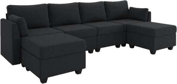 114.17" Modular Sectional Sofa, 6 Seat Modular Couch with Storage, Memory Foam, Convertible Sectional Couches for Living Room, U Shaped Comfy Modular Sofa with Chaise, Beige