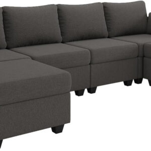 114.17" Modular Sectional Sofa, 6 Seat Modular Couch with Storage, Memory Foam, Convertible Sectional Couches for Living Room, U Shaped Comfy Modular Sofa with Chaise, Beige