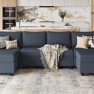 114.17" Modular Sectional Sofa, 6 Seat Modular Couch with Storage, Memory Foam, Convertible Sectional Couches for Living Room, U Shaped Comfy Modular Sofa with Chaise, Beige