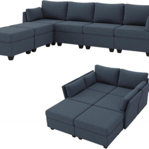 114.17" Modular Sectional Sofa, 6 Seat Modular Couch with Storage, Memory Foam, Convertible Sectional Couches for Living Room, U Shaped Comfy Modular Sofa with Chaise, Beige