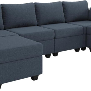 114.17" Modular Sectional Sofa, 6 Seat Modular Couch with Storage, Memory Foam, Convertible Sectional Couches for Living Room, U Shaped Comfy Modular Sofa with Chaise, Beige