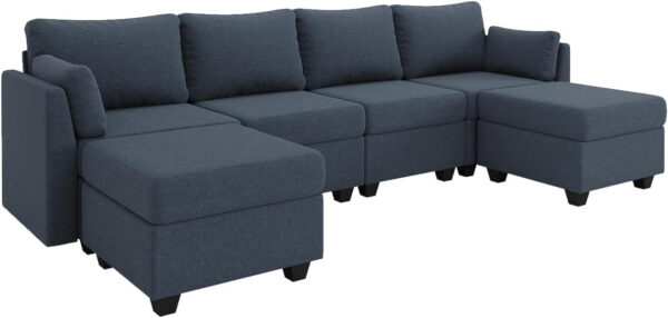 114.17" Modular Sectional Sofa, 6 Seat Modular Couch with Storage, Memory Foam, Convertible Sectional Couches for Living Room, U Shaped Comfy Modular Sofa with Chaise, Beige