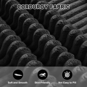 135.4" Cloud Couch Sectional, Modular Sofa with Deep Seat, Plush Corduroy U Shaped Boneless Couch, Convertible Sectional Couches for Living Room, 6Seat, Black