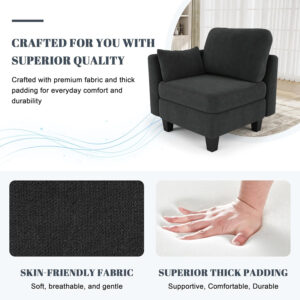 Sectional Sleeper Sofa, 6 Seaters Dark Grey Modular Sleeper Sofa Couch, Comfy Sectionals Couches Bed, Convertible Sofas with Ottomans, Modular Sectional Couches for Living Room