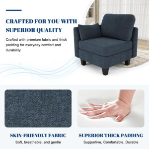 Sectional Sleeper Sofa, 6 Seaters Dark Grey Modular Sleeper Sofa Couch, Comfy Sectionals Couches Bed, Convertible Sofas with Ottomans, Modular Sectional Couches for Living Room