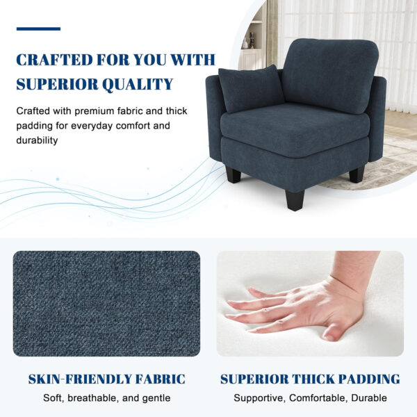 Sectional Sleeper Sofa, 6 Seaters Dark Grey Modular Sleeper Sofa Couch, Comfy Sectionals Couches Bed, Convertible Sofas with Ottomans, Modular Sectional Couches for Living Room