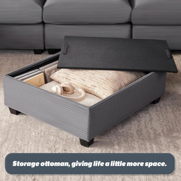 125 Inch Oversized Corduroy Modular Sectional Sofa, U Shaped Modular Couch with Storage, 6 Seat Convertible Corduroy Couch, Comfy Sectional Couches for Living Room with Memory Foam, Grey