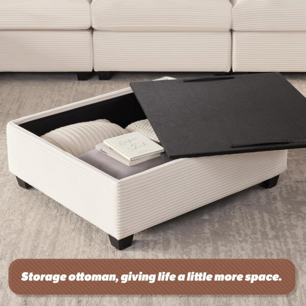 125 Inch Oversized Corduroy Modular Sectional Sofa, U Shaped Modular Couch with Storage, 6 Seat Convertible Corduroy Couch, Comfy Sectional Couches for Living Room with Memory Foam, Grey