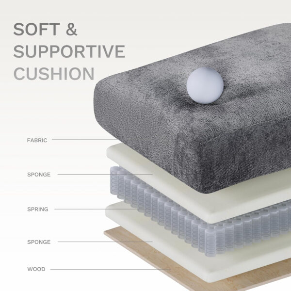 COLAMY 118" U-Shaped Sectional Couch, 4-Seat Modular Sofa with 2 Ottomans and Foldable Side Table, Grey for Living Room