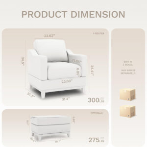 COLAMY 118" U-Shaped Sectional Couch, 4-Seat Modular Sofa with 2 Ottomans and Foldable Side Table, Grey for Living Room