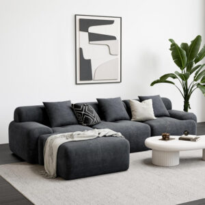 68855a637a5180baf08fff1e0481761563365c347ea94bb7b405e.jpg LIKIMIO 118" Modern L-Shaped Modular Sectional Sofa for Living Room, Corduroy Upholstery Beige, Oversized 3-Seater Couch with Deep Seat and Movable Ottoman – No Assembly