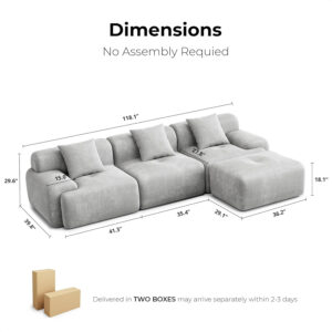 68855a721fc205a9d0d72bb5b41cead4dddaeddc907eda88e71e2.jpg LIKIMIO 118" Modern L-Shaped Modular Sectional Sofa for Living Room, Corduroy Upholstery Beige, Oversized 3-Seater Couch with Deep Seat and Movable Ottoman – No Assembly