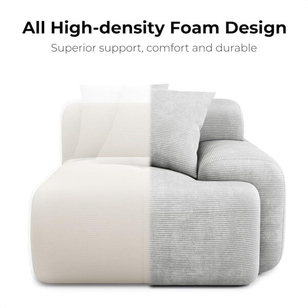 68855a7315bb415b49799dd28756371d8dd41915e08cf359aca69.jpg LIKIMIO 118" Modern L-Shaped Modular Sectional Sofa for Living Room, Corduroy Upholstery Beige, Oversized 3-Seater Couch with Deep Seat and Movable Ottoman – No Assembly