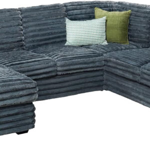 PaPaJet U Shaped Couch, 112 Inch Oversized Corduroy Grey Sectional Sofa with Storage Chaise, 7 Seater, Plush Cushions, Metal Frame