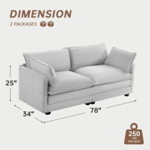 ROWHY Oversized Modular Sectional Sofa with Movable Ottoman, 112 Inch 4 Seat Modern Corduroy Sofa Set, Convertible L Shaped Couch for Living Room and Office, Beige