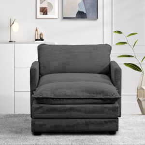 ROWHY Oversized Modular Sectional Sofa with Movable Ottoman, 112 Inch 4 Seat Modern Corduroy Sofa Set, Convertible L Shaped Couch for Living Room and Office, Beige