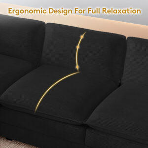 ROWHY Oversized Modular Sectional Sofa with Movable Ottoman, 112 Inch 4 Seat Modern Corduroy Sofa Set, Convertible L Shaped Couch for Living Room and Office, Beige