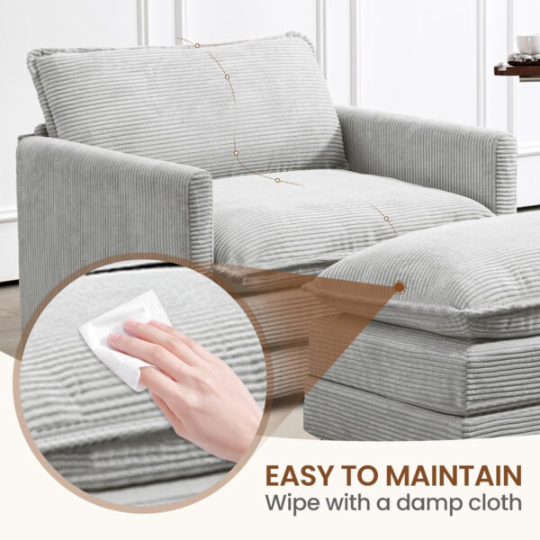 ROWHY Oversized Modular Sectional Sofa with Movable Ottoman, 112 Inch 4 Seat Modern Corduroy Sofa Set, Convertible L Shaped Couch for Living Room and Office, Beige