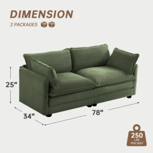 ROWHY Oversized Modular Sectional Sofa with Movable Ottoman, 112 Inch 4 Seat Modern Corduroy Sofa Set, Convertible L Shaped Couch for Living Room and Office, Beige
