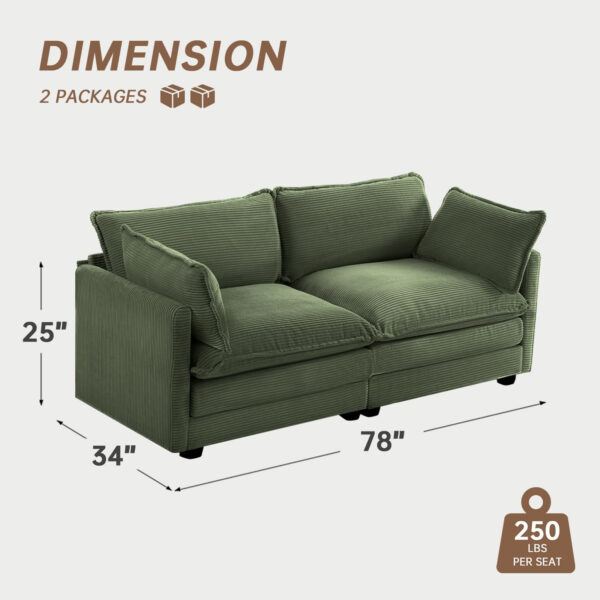 ROWHY Oversized Modular Sectional Sofa with Movable Ottoman, 112 Inch 4 Seat Modern Corduroy Sofa Set, Convertible L Shaped Couch for Living Room and Office, Beige