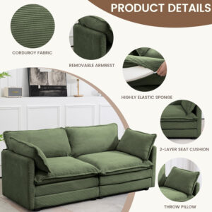 ROWHY Oversized Modular Sectional Sofa with Movable Ottoman, 112 Inch 4 Seat Modern Corduroy Sofa Set, Convertible L Shaped Couch for Living Room and Office, Beige