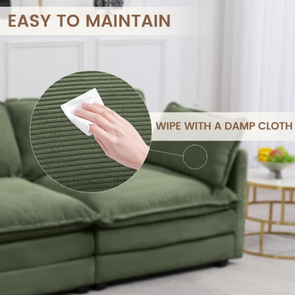 ROWHY Oversized Modular Sectional Sofa with Movable Ottoman, 112 Inch 4 Seat Modern Corduroy Sofa Set, Convertible L Shaped Couch for Living Room and Office, Beige