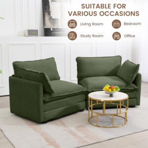 ROWHY Oversized Modular Sectional Sofa with Movable Ottoman, 112 Inch 4 Seat Modern Corduroy Sofa Set, Convertible L Shaped Couch for Living Room and Office, Beige