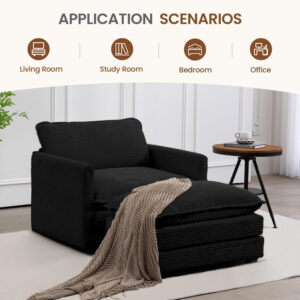 ROWHY Oversized Modular Sectional Sofa with Movable Ottoman, 112 Inch 4 Seat Modern Corduroy Sofa Set, Convertible L Shaped Couch for Living Room and Office, Beige