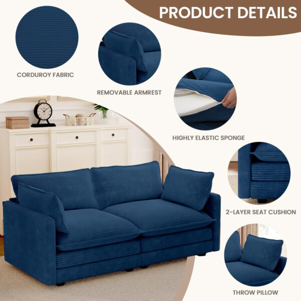 ROWHY Oversized Modular Sectional Sofa with Movable Ottoman, 112 Inch 4 Seat Modern Corduroy Sofa Set, Convertible L Shaped Couch for Living Room and Office, Beige