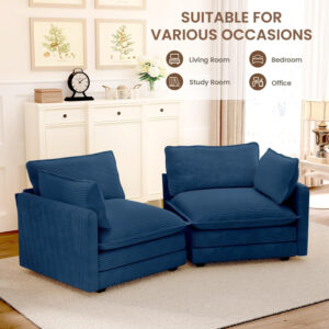ROWHY Oversized Modular Sectional Sofa with Movable Ottoman, 112 Inch 4 Seat Modern Corduroy Sofa Set, Convertible L Shaped Couch for Living Room and Office, Beige
