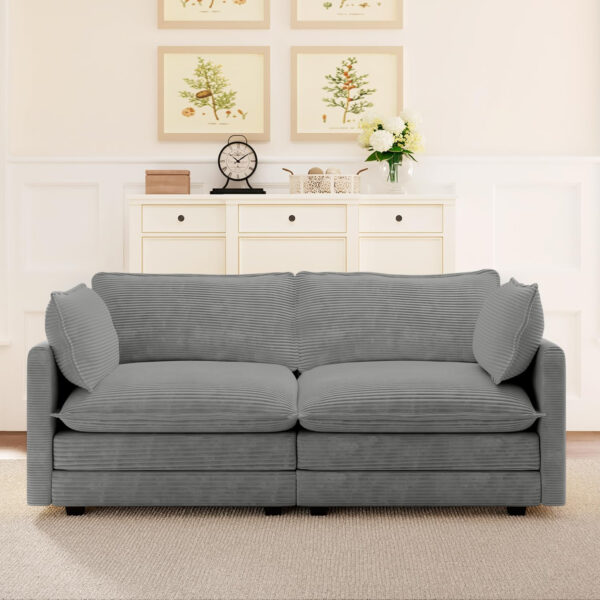 ROWHY Oversized Modular Sectional Sofa with Movable Ottoman, 112 Inch 4 Seat Modern Corduroy Sofa Set, Convertible L Shaped Couch for Living Room and Office, Beige