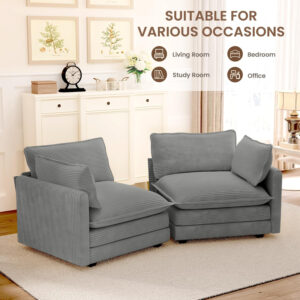 ROWHY Oversized Modular Sectional Sofa with Movable Ottoman, 112 Inch 4 Seat Modern Corduroy Sofa Set, Convertible L Shaped Couch for Living Room and Office, Beige