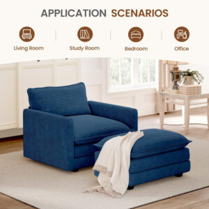 ROWHY Oversized Modular Sectional Sofa with Movable Ottoman, 112 Inch 4 Seat Modern Corduroy Sofa Set, Convertible L Shaped Couch for Living Room and Office, Beige