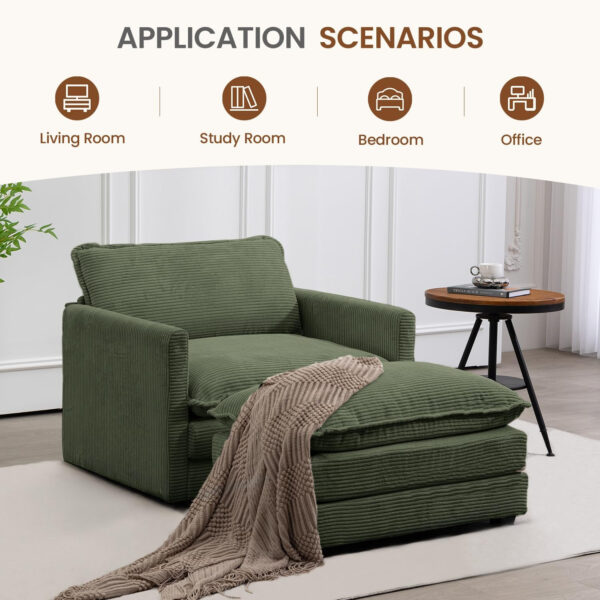 ROWHY Oversized Modular Sectional Sofa with Movable Ottoman, 112 Inch 4 Seat Modern Corduroy Sofa Set, Convertible L Shaped Couch for Living Room and Office, Beige