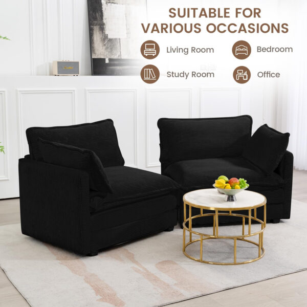 ROWHY Oversized Modular Sectional Sofa with Movable Ottoman, 112 Inch 4 Seat Modern Corduroy Sofa Set, Convertible L Shaped Couch for Living Room and Office, Beige