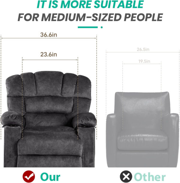 Recliner Chair Modern Ergonomic Lounge Single Sofa Seat Living Room Gravity Recliners Foam Filling 2 Cup Holders & Side Pocket