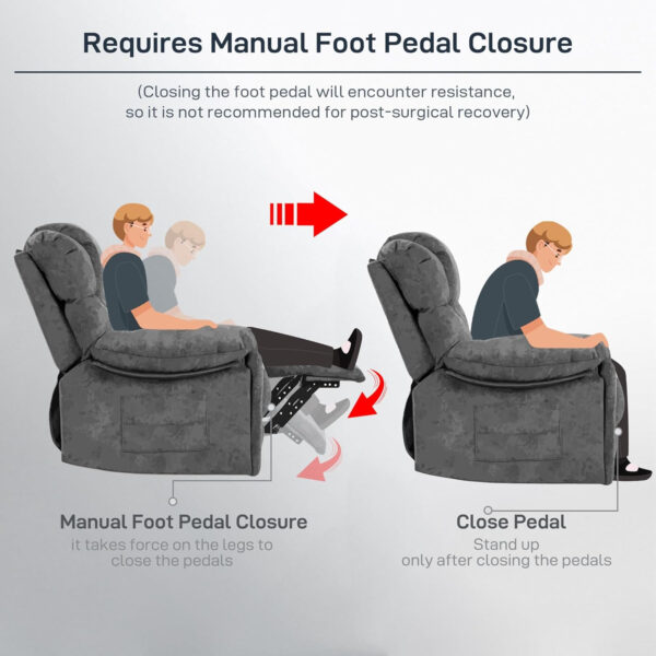 Recliner Chair Modern Ergonomic Lounge Single Sofa Seat Living Room Gravity Recliners Foam Filling 2 Cup Holders & Side Pocket