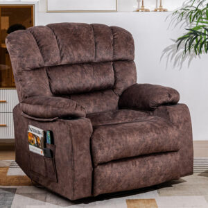 Recliner Chair Modern Ergonomic Lounge Single Sofa Seat Living Room Gravity Recliners Foam Filling 2 Cup Holders & Side Pocket
