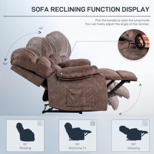 Recliner Chair Modern Ergonomic Lounge Single Sofa Seat Living Room Gravity Recliners Foam Filling 2 Cup Holders & Side Pocket