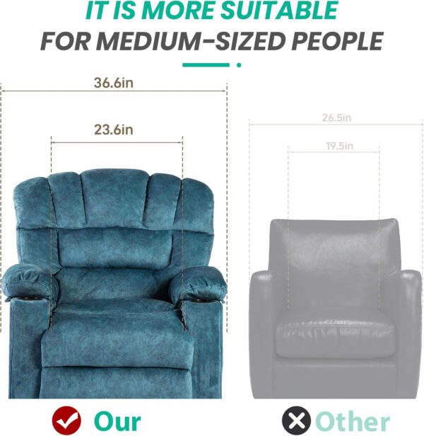 Recliner Chair Modern Ergonomic Lounge Single Sofa Seat Living Room Gravity Recliners Foam Filling 2 Cup Holders & Side Pocket