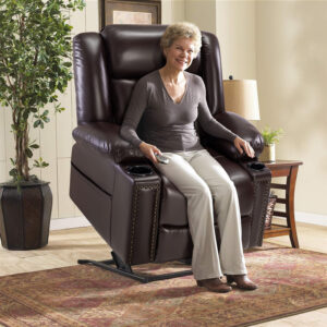 Large Power Lift Chairs Recliners for Elderly with Heated and Massage, Overstuffed Adjustable Lift Chairs, 3 Positions, Breathable Leather, USB-A and USB-C, Cup Holder, Side Pocket Dark Brown