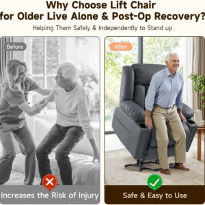 Large Power Lift Chairs Recliners for Elderly with Heated and Massage, Overstuffed Adjustable Lift Chairs, 3 Positions, Breathable Leather, USB-A and USB-C, Cup Holder, Side Pocket Dark Brown