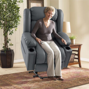 Large Power Lift Chairs Recliners for Elderly with Heated and Massage, Overstuffed Adjustable Lift Chairs, 3 Positions, Breathable Leather, USB-A and USB-C, Cup Holder, Side Pocket Dark Brown