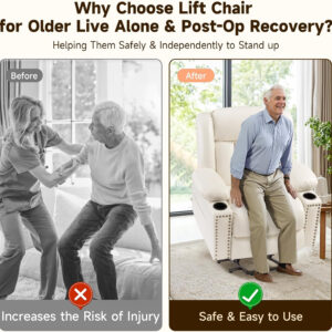 Large Power Lift Chairs Recliners for Elderly with Heated and Massage, Overstuffed Adjustable Lift Chairs, 3 Positions, Breathable Leather, USB-A and USB-C, Cup Holder, Side Pocket Dark Brown