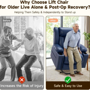 Large Power Lift Chairs Recliners for Elderly with Heated and Massage, Overstuffed Adjustable Lift Chairs, 3 Positions, Breathable Leather, USB-A and USB-C, Cup Holder, Side Pocket Dark Brown