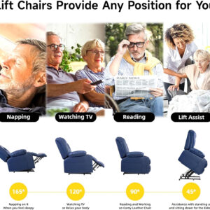 Large Power Lift Chairs Recliners for Elderly with Heated and Massage, Overstuffed Adjustable Lift Chairs, 3 Positions, Breathable Leather, USB-A and USB-C, Cup Holder, Side Pocket Dark Brown