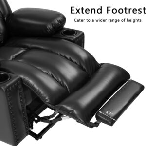 Large Power Lift Chairs Recliners for Elderly with Heated and Massage, Overstuffed Adjustable Lift Chairs, 3 Positions, Breathable Leather, USB-A and USB-C, Cup Holder, Side Pocket Dark Brown