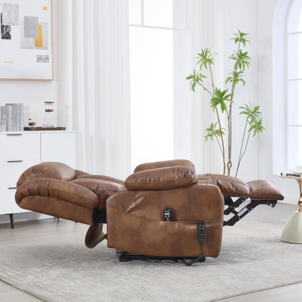 Lay Flat Lift Recliner Chair with Massage & Heat for Elderly People, Electric Power Lift Chair w/Dual Motor, 2 Stainless Steel Cup Holders and 2 Remote Controls, Breathable Leather Grey